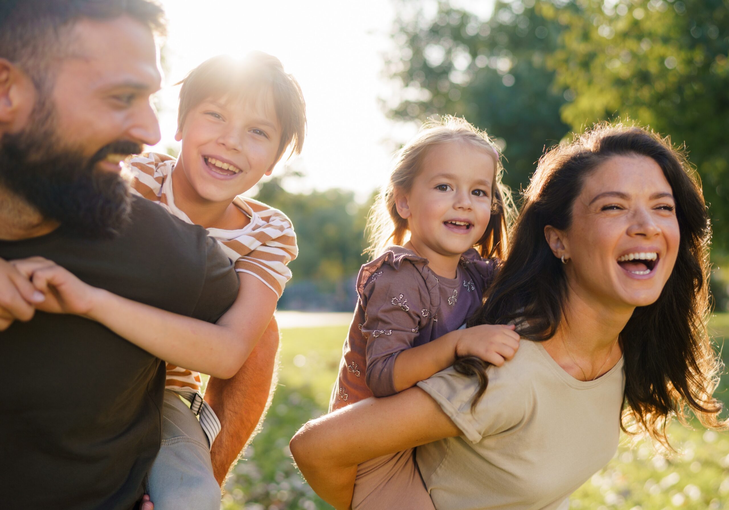Family playing together outdoors